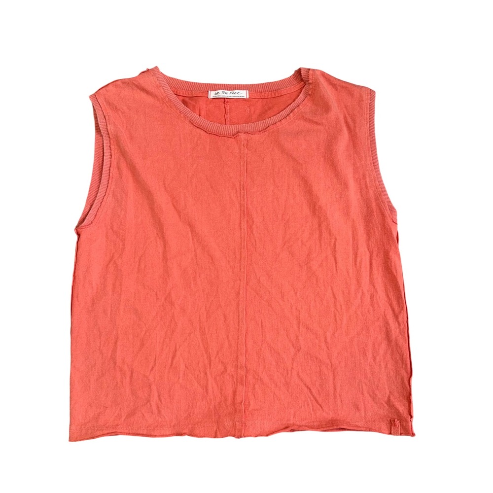 Free People We The Free Muscle Tank Women XS Coral Excellent Raw Hem Boxy Top